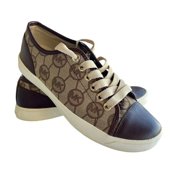 MICHAEL KORS City Sneaker Signature MK Jacquard Brown Size 6.5‎ - Picture 6 of 16
